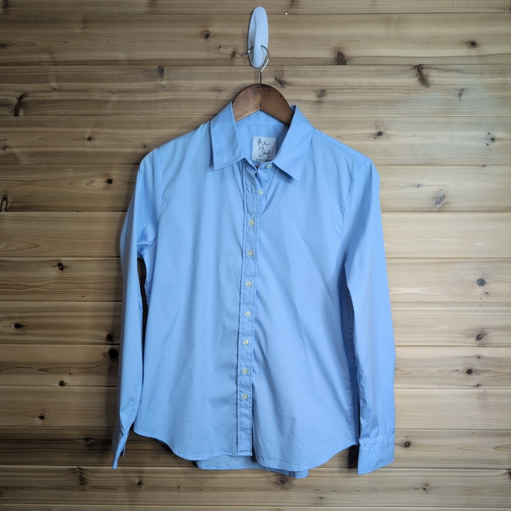 The Shirt by Rochelle Behrens Womens Large Light Blue Button Down Portugal